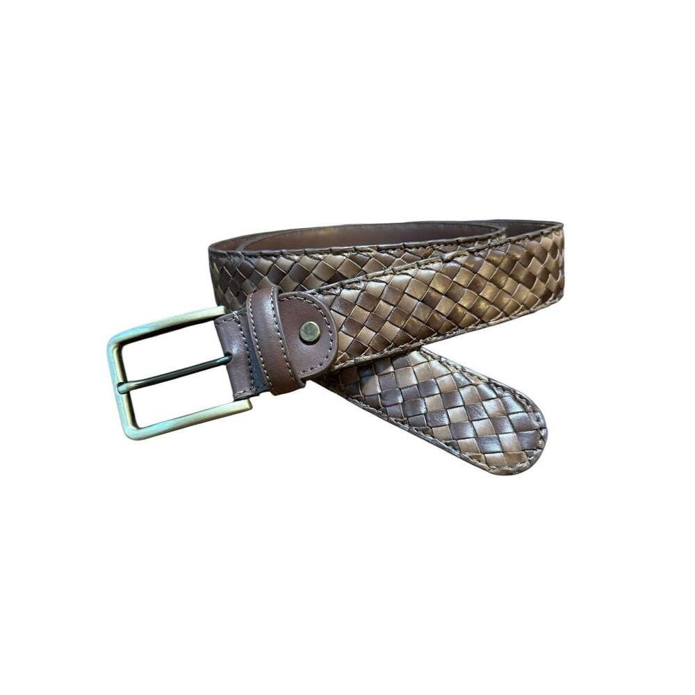 Da Milano Brown Woven Leather Belt 90/36 34-38 Waist 1.25" Braided